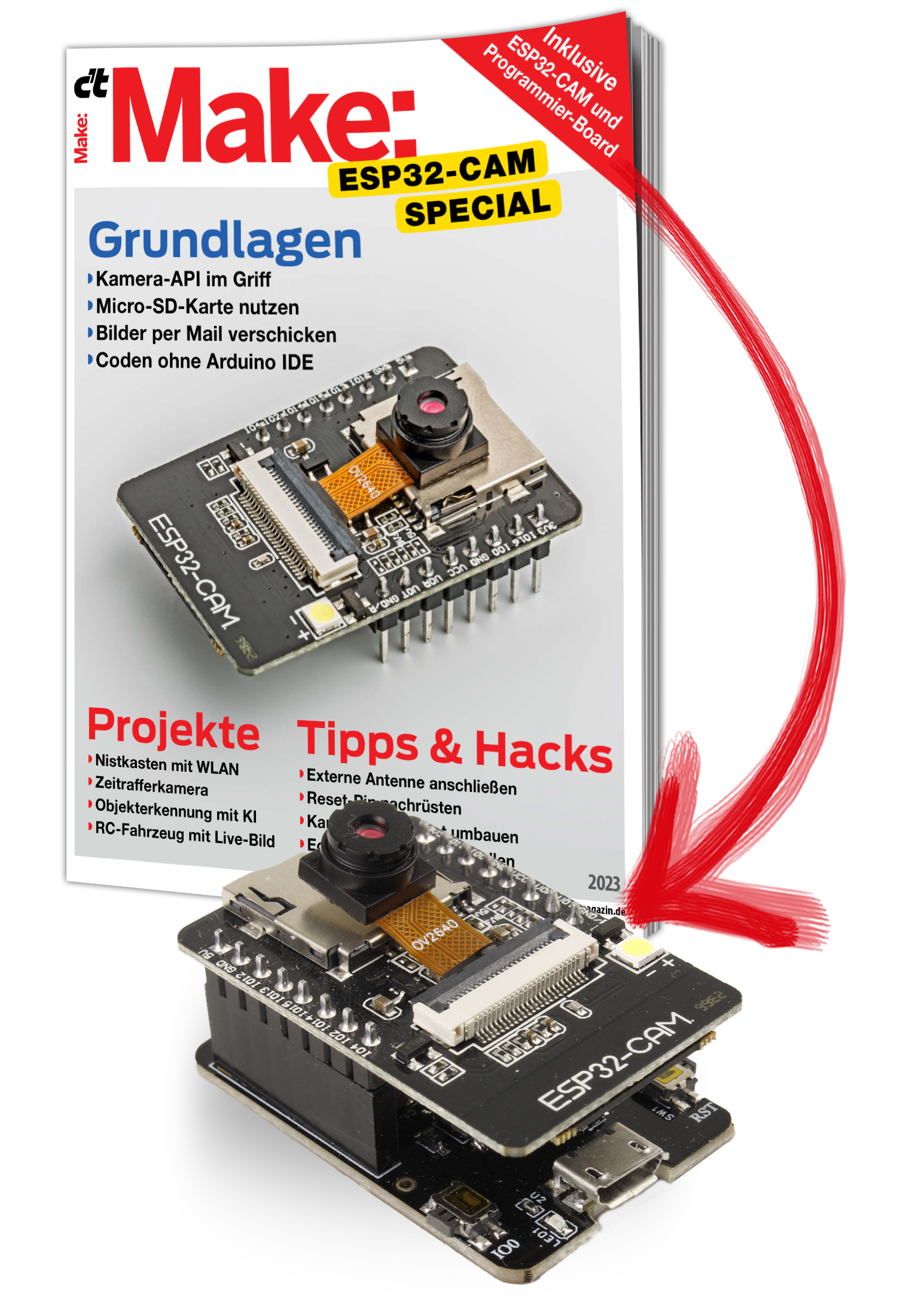 Make ESP32-CAM Special inkl. ESP32-CAM Development Board  + OV2640 Kameramodul